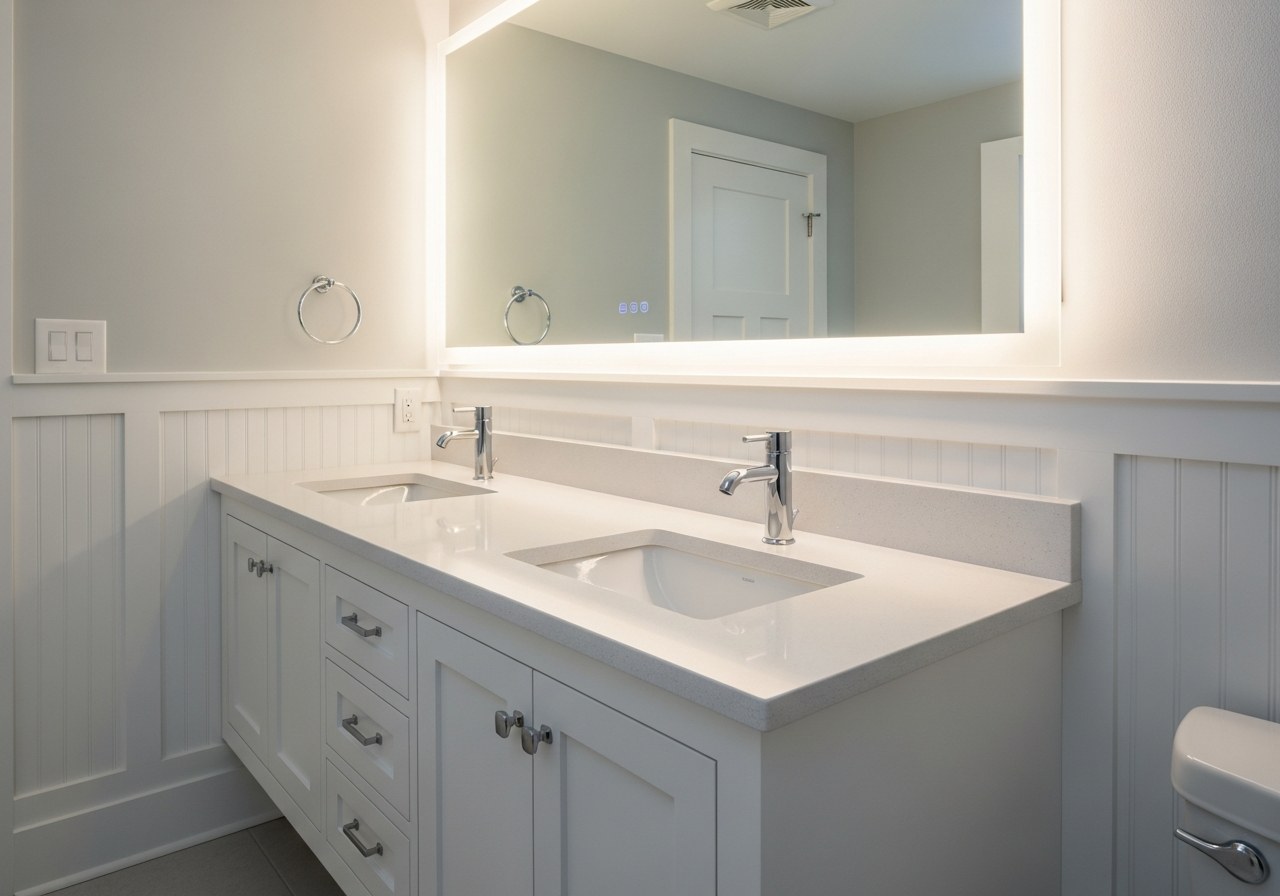 Modern bathroom vanity installation in Kirkland, WA — North Sound Remodel